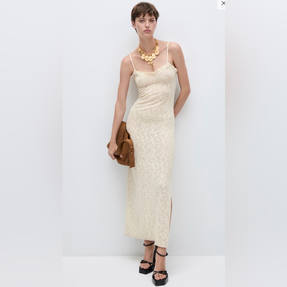 Mango KNITTED DRESS WITH LACE DETAILS, size 6 - Picture 2 of 7